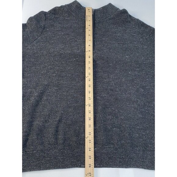 LL Bean Organic Cotton ¼ Zip Sweater Men’s L Reg Pullover Heathered Charcoal - Picture 12 of 16